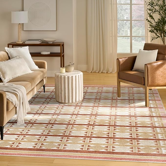 Nourison Home Nordic Rust 8' x 10' Area Rug - Easy Clean, Non Shedding, Bed Room, Living Room, Dining Room, Kitchen (8' x 10')