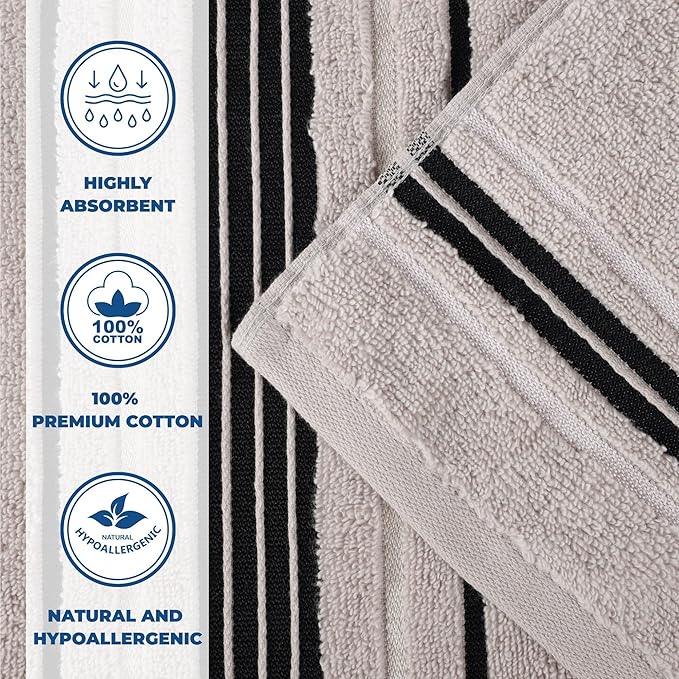 Superior Cotton Hand Towel Set, Small Towels, Plush Soft Absorbent Bathroom Basics, Home Essentials, Spa, Salon, Hotel, Kitchen, Luxury Quick Drying, Zero-Twist, Solid, Sadie Collection, Platinum