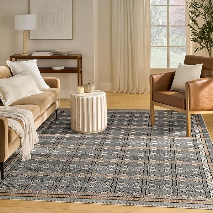 Nourison Home Nordic Ivory Multicolor 8' x 10' Scandinavian Area Rug - Easy Clean, Non Shedding, Bed Room, Living Room, Dining Room, Kitchen (8' x 10')