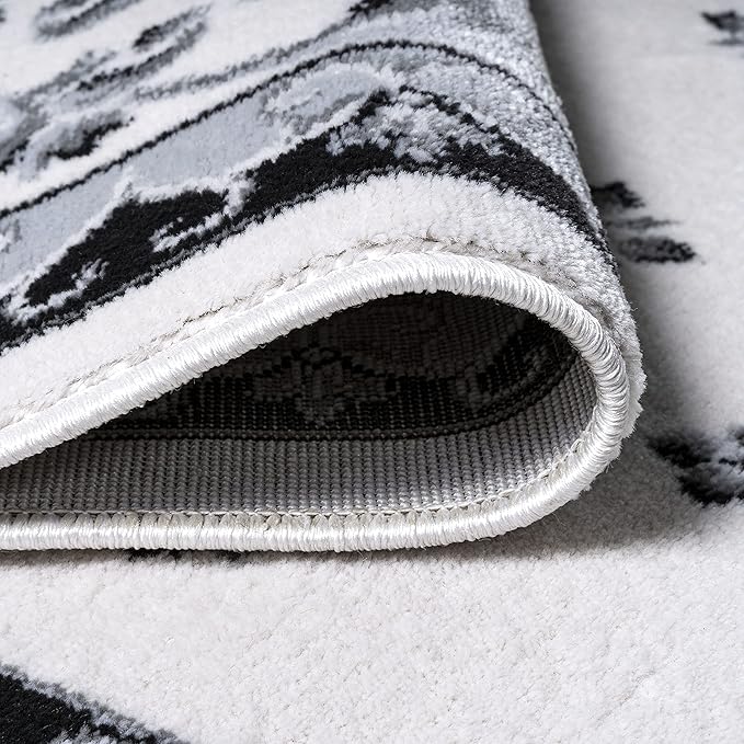 JONATHAN Y Acanthus French Border Cream/Light Gray Runner Rug, 2x8, Vintage, Bohemian, Easy-Cleaning for Living Room, Bedroom, Kitchen, Pet Friendly, Non-Shedding (MDP504B-28)