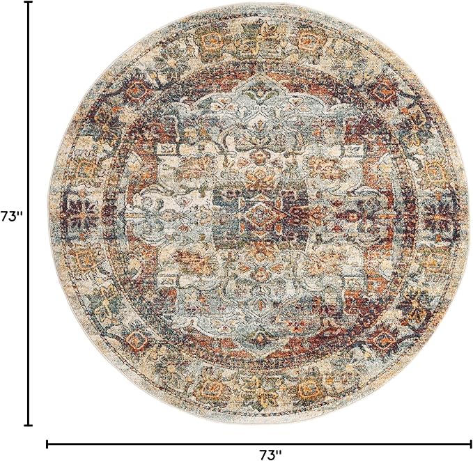 Unique Loom Isabella Collection Area Rug - Adjani (6' 1" Round, Ivory/ Beige)