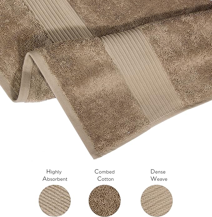 Luxury Oversized Bath Towels | Hotel Quality | Soft & Highly Absorbent |Quick Dry | 650 GSM Bath Sheets| Combed Cotton | Thick & FluffyBathroom Towels | Mocha - 4 Pack