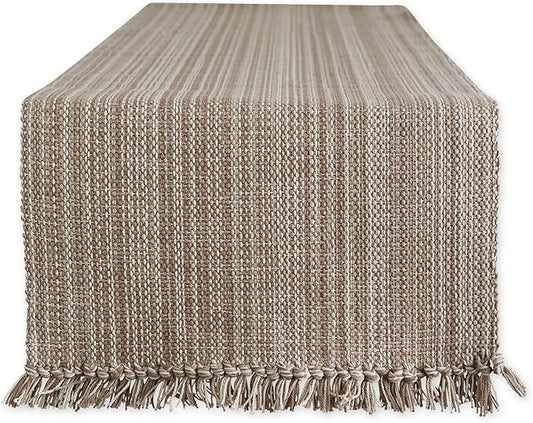 DII Variegated Tabletop Collection, Table Runner, 13x72, Mushroom