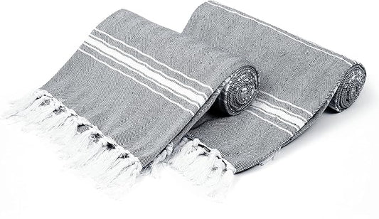 Belizzi Home Turkish Beach Towel -Large Beach Towels Oversized 2 Pack - Soft Durable Compact Lightweight Quick Dry Sand Free Bath Pool Towel Set for Beach Gifts Clearance Vacation Travel - Black