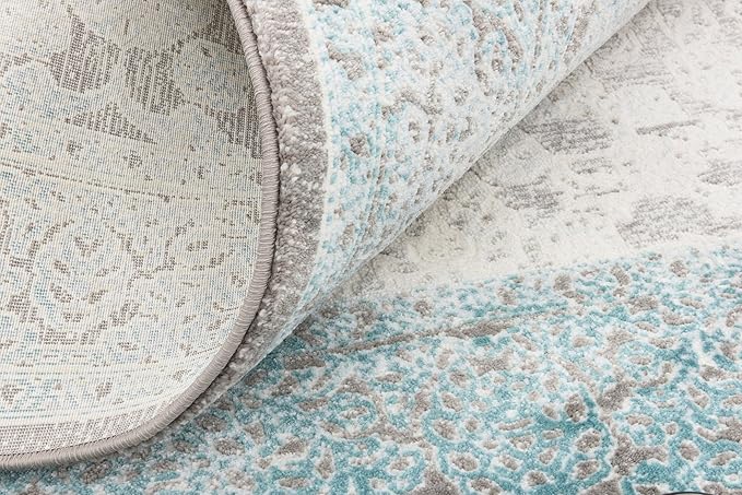 Unique Loom New Classical Collection Traditional Classic Intricate Design with Distressed Vintage Detail, Area Rug (4' 0 x 4' 0 Square, Blue/ Gray)