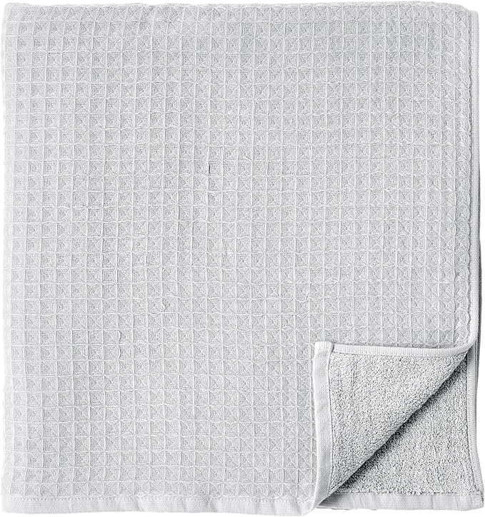 UCHINO Waffle Twist Cotton Weave Towel Set for Bathroom – 2 Bath, 2 Hand, 2 Washcloths, Lightweight Absorbent Quick Dry Honeycomb Texture Solid Terry Loop Reverse, 6 Piece, Grey