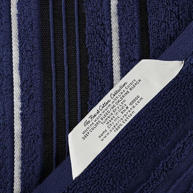 Superior Cotton Bath Sheet Set, Zero Twist, Oversized Large Absorbent Body Towels, Luxury Soft Drying, Shower, Spa, Hotel, Pool, Guest Bathroom, Home Essentials, Assorted Floral Set of 2, Navy Blue