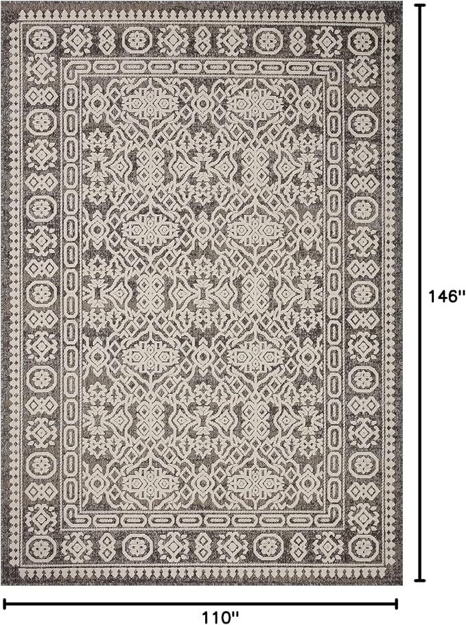 Loloi Rainier Collection RAI-02 Pebble/Ivory 9'-2" x 12'-2" Area Rug