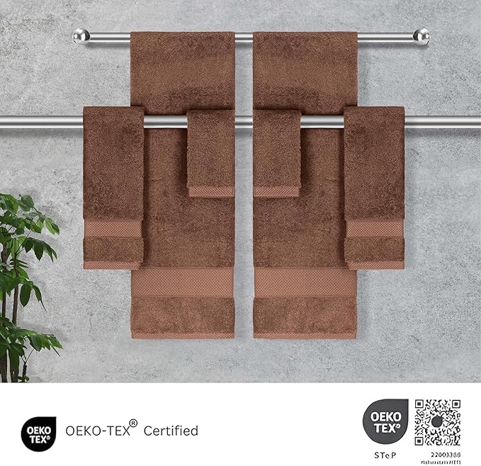 Towels Beyond - Luxury 6 Piece Towel Set, 100% Turkish Cotton, Quick Drying, Highly Absorbent & Comfy, Includes 2 Bath Towels, 2 Hand Towels & 2 Washcloths | (Macchiato)