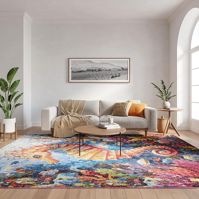 Nourison Home Color Splash Multicolor 9'10" x 13'2" Area Rug - Easy Clean, Non Shedding, Bed Room, Living Room, Dining Room, Kitchen (10' x 13')