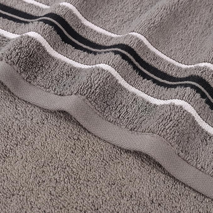 Superior Cotton 6 Piece Towel Set, 2 Bath, 2 Hand, 2 Washcloth/Face Towels, Quick Dry, Home Essentials, Shower, Spa, Luxury Plush Soft Absorbent Towels, Zero-Twist, Solid, Sadie Collection, Charcoal