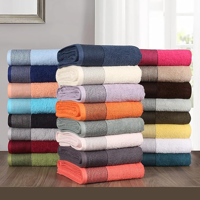 Belizzi Home 100% Cotton Ultra Soft 6 Pack Towel Set, Contains 2 Bath Towels 28x55 inchs, 2 Hand Towels 16x24 inchs & 2 Washcloths 12x12 inchs, Compact Lightweight & Highly Absorbant - Coral Orange