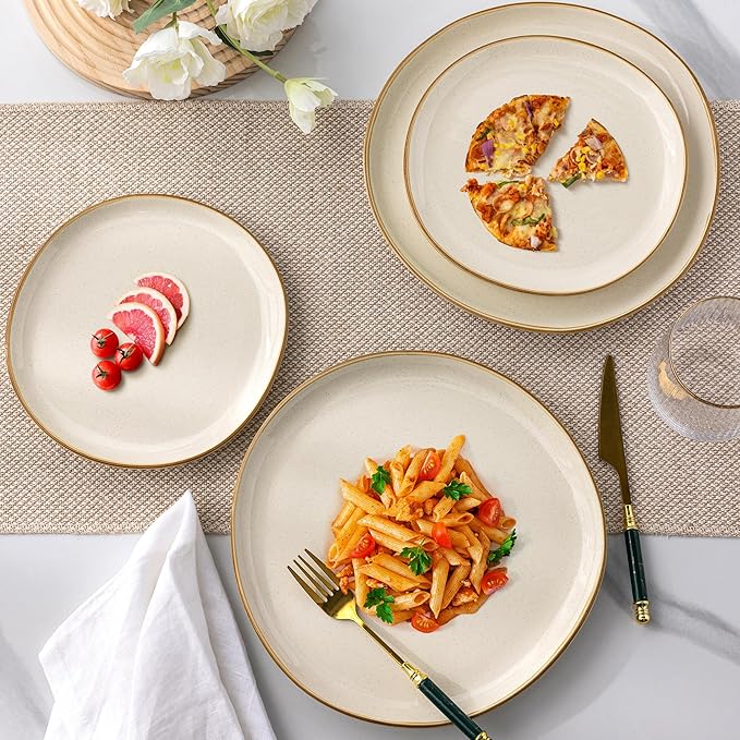 AmorArc Ceramic Dinnerware Sets,Handmade Reactive Glaze Stoneware Plates and Bowls Sets,Highly Chip and Crack Resistant | Dishwasher & Microwave Safe Dishes Set, Service for 4 (12pc)