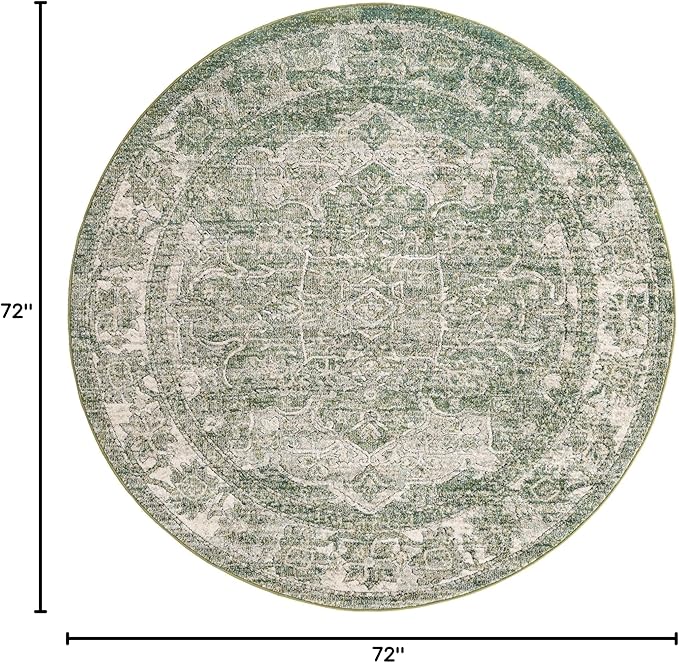 Unique Loom Isabella Collection Area Rug - Adjani (6' Round, Green/ Ivory)