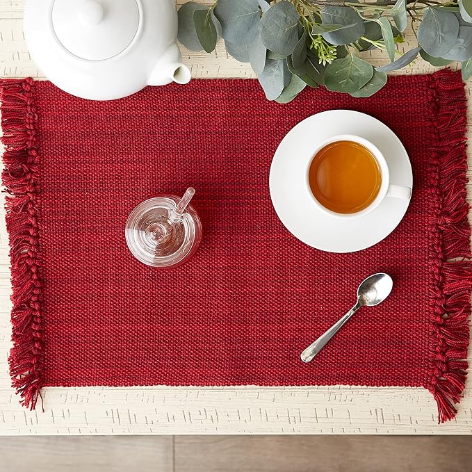 DII Variegated Tabletop Collection, Placemat Set3x19, Redwood, 6 Piece