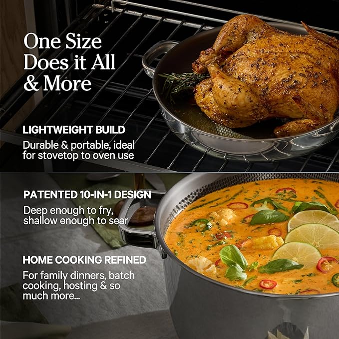 Our Place Titanium Pro Cookware Duo – Always Pan & Perfect Pot with Nonstick No-Coating Technology | Tri-Ply Titanium & Stainless Steel | Safe for Oven, Induction & All Cooktops up to 1000°F | Chrome