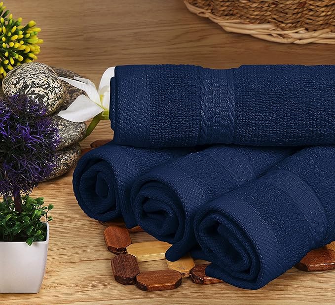 Utopia Towels 8 Piece Luxury Towel Set – Majestic Plush, Super Absorbent & Quicker-to-Dry, Thick 100% Ring Spun Cotton Towels for Bathroom, Spa & Hotel – 2 Bath, 2 Hand, 4 Washcloths, Navy Blue