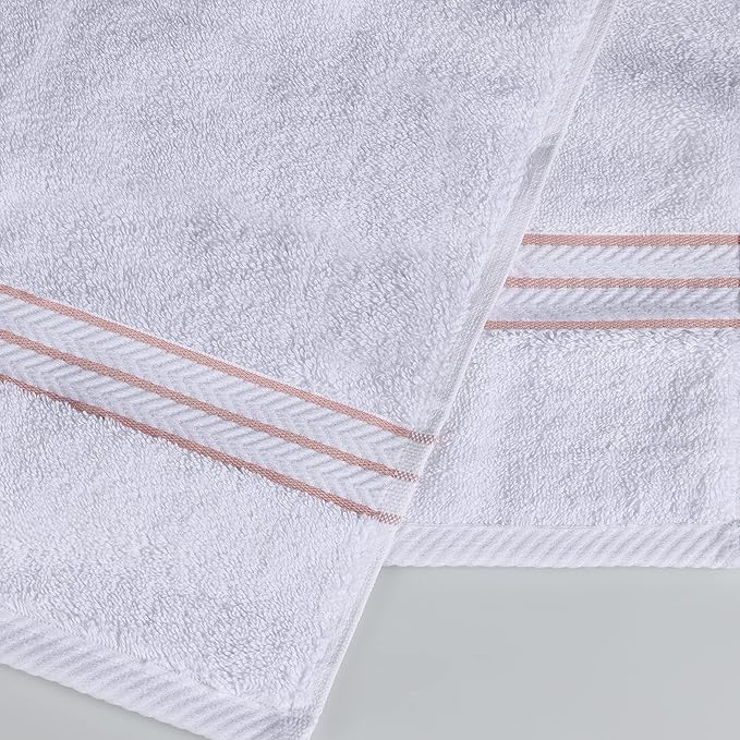 Superior Turkish Cotton Ultra-Plush 6-Piece Towel Set, Ideal for Master Bath, Guest Bathroom, Fast Drying, Shower, Spa, Face/Washcloths, Hand, Bath Towels, Absorbent, Home Basics, Tea Rose