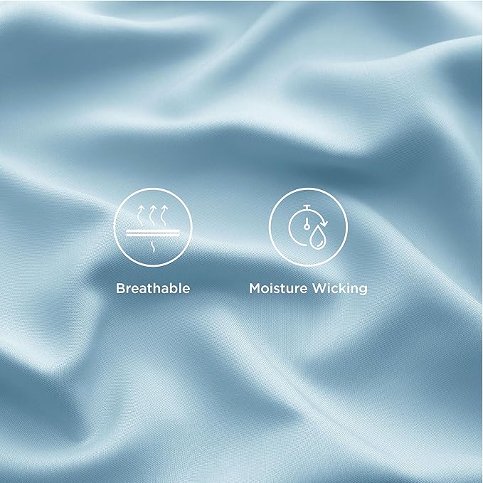 Bedsure King Size Sheets Set, Cooling Sheets for Hot Sleepers, Rayon Derived from Bamboo, Breathable & Soft, Deep Pocket Up to 16 Inches, Hotel Luxury Silky Bedding, Aqua