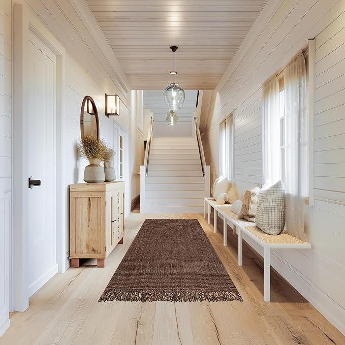 Nuloom Daniela Chocolate, 7'6" x 9'6", Handmade, Jute, Tassel, Soft and Textured, High Traffic, Stain Resistant, Easy Clean, Durable Area Rug for Bedroom, Living Room, Dining Space, Foyer, Entryway