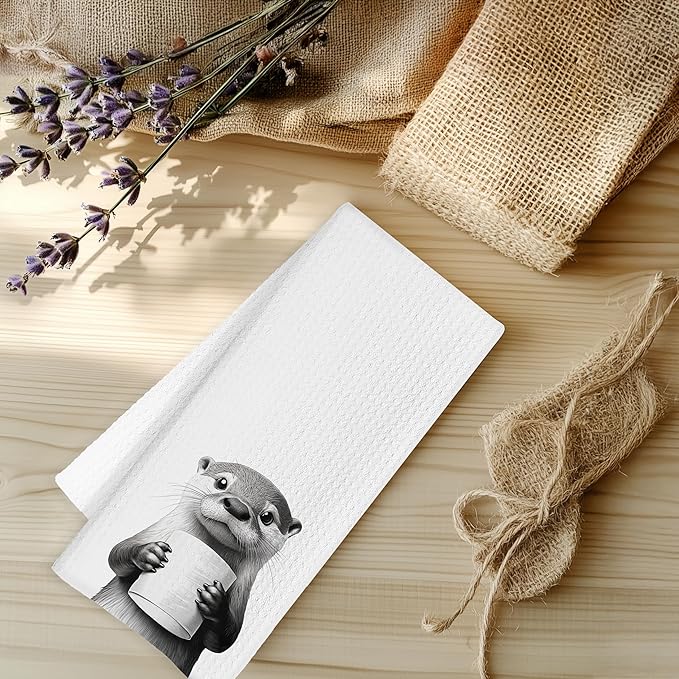 Otter Gifts Hand Towels for Bathroom, Otter Gifts for Women Otter Lovers, Otter Bathroom Decor, Sea Otter Gifts Bathroom Hand Towels, Kids Bathroom Decor, Funny Bathroom Decor, 16x24 Inch