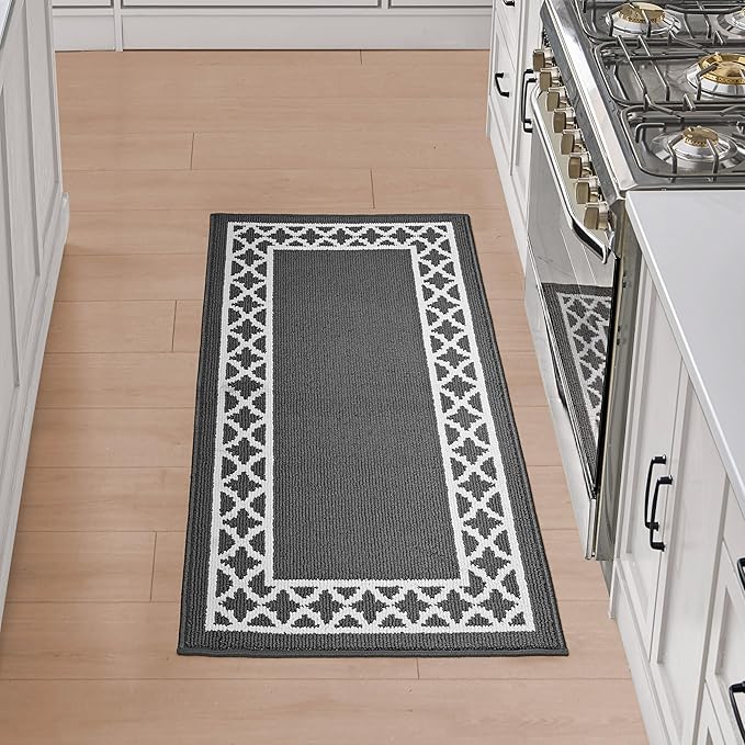 Nautica – Runner Rug | Indoor Runners for Hallways and Entry Rugs| Non-Slip and Non-Skid Entry and Kitchen Door Mat| Machine Washable Entryway Carpet Rugs | 26" x 72"| Trellis Dark Grey