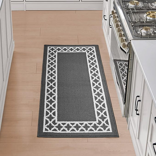 Nautica – Runner Rug | Indoor Runners for Hallways and Entry Rugs| Non-Slip and Non-Skid Entry and Kitchen Door Mat| Machine Washable Entryway Carpet Rugs | 26" x 72"| Trellis Dark Grey