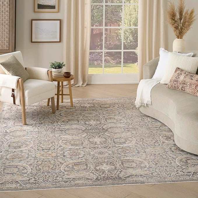 Nourison Heirloom Blend Ivory Multicolor 8' x 10' Area Rug - Easy Clean, Non Shedding, Bed Room, Living Room, Dining Room, Kitchen (8' x 10')