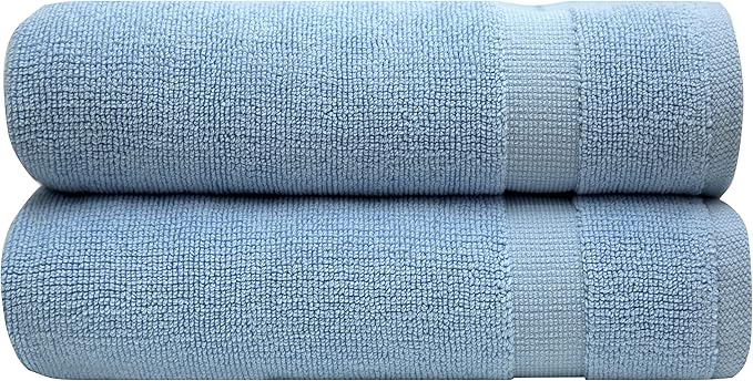 Bumble Towels Bliss Luxury 2 Pack Banded Bath Mats - 22" x 34" - Premium Quality Bath Mat Set - 1000 GSM - Soft Combed Cotton, Absorbent (Sky Blue)