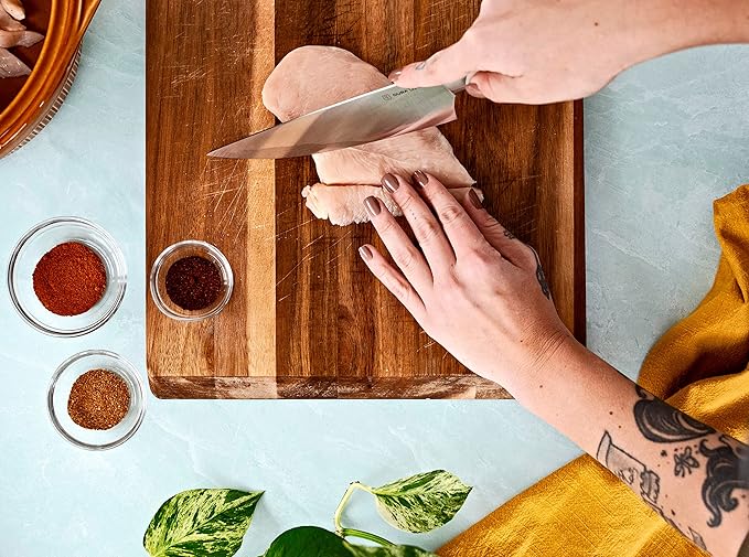 DURA LIVING 3-Piece Kitchen Knife Set – Ultra-Sharp German Stainless Steel, 8” Chef, 5” Utility, and 3.5” Paring Knives with Ergonomic Handles, Multipurpose Kitchen Knife Set, Black