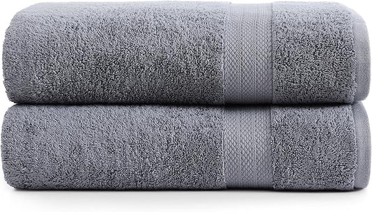 LANE LINEN Jumbo Size Bath Sheets 2 Piece, 35 by 66 Inch - 100% Ring Spun Cotton, Highly Absorbent & Quick Drying Extra Bath Large Towel Set - Oversized Bath Towels- Ideal for Hotel, Guest - Cool Grey