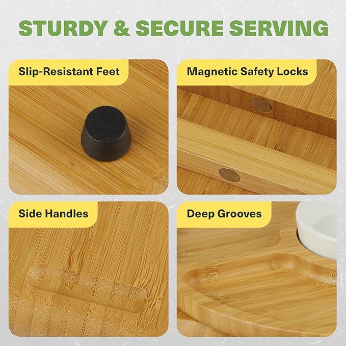 Dynamic Gear Charcuterie Board with Pull Out Drawers - Expandable Bamboo Cheese Board Set with Utensils, Bowls, Serving Trays, Utensil Drawer, and Appetizer Tray - Chic Charcuterie Boards with Drawers