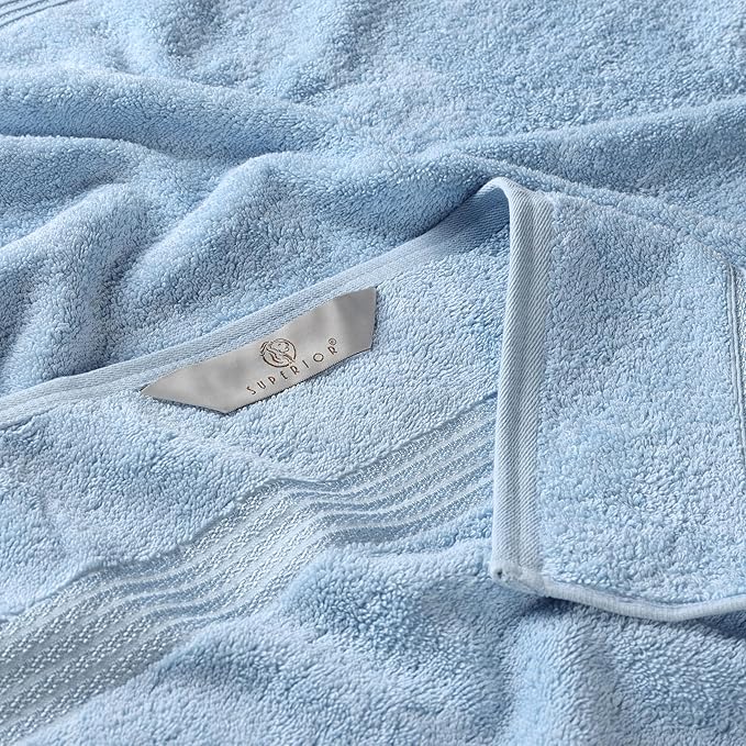 Superior Egyptian Cotton 8-Piece Hand Towel Set, Towel Basics For Quick Dry, Absorbent Small Towels, Facial, Spa, Kitchen, Bathroom Essentials, Apartment, Guest Bath, Soft, Washcloth, Light Blue