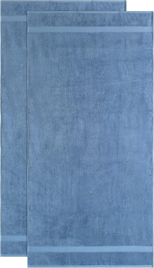 SALBAKOS 100% Turkish Cotton Extra Large Bath Sheet Set of 2 35x70 inch | Heirloom Quality | Hotel & Spa Collection | Soft, Absorbent Oversize Bath Towels | Made in Turkey (Blue, 2 Bath Sheets)