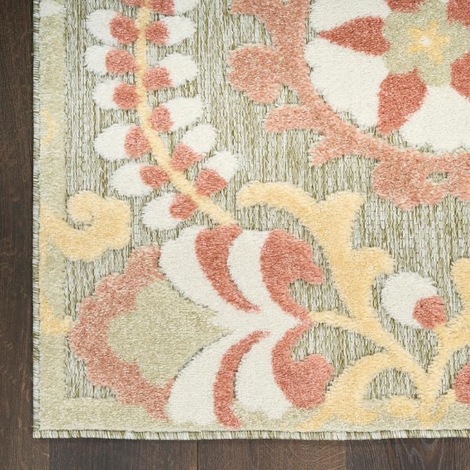 Nourison Home Aloha Sage Rose 5'3" x 7'5" Area Rug - Easy Clean, Non Shedding, Bed Room, Living Room, Dining Room, Kitchen (5' x 8')