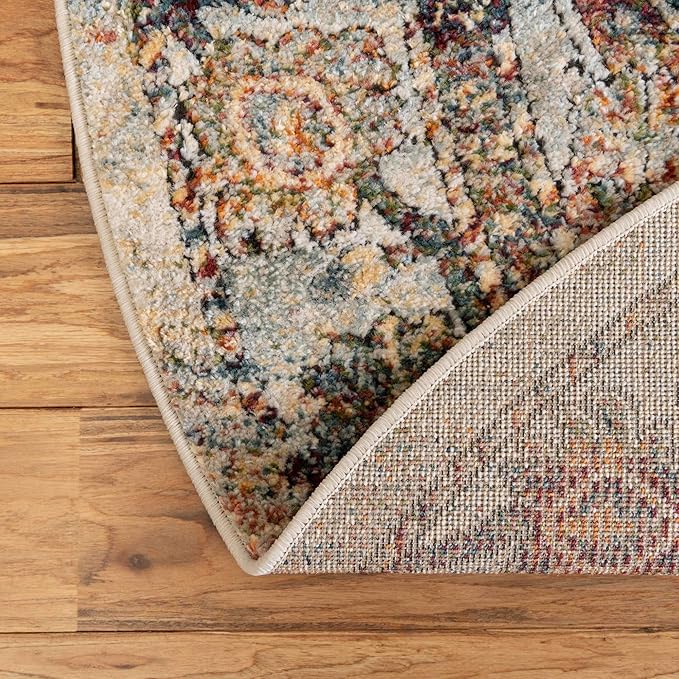 Unique Loom Isabella Collection Area Rug - Adjani (7' 10" Round, Ivory/ Beige)