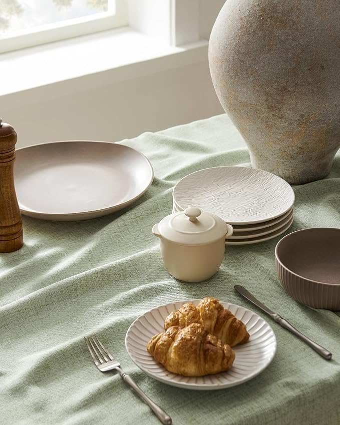 Linen Tablecloth for Rectangle Table 60x84 Inch Green, Farmhouse Style Sage Green Tablecloth, Water Resistant Burlap Tablecloths for Dining Table Farmhouse Kitchen