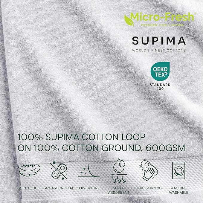 Lacoste Heritage 100% Supima Cotton Tub Mat, White, 21" x 31" – Highly Absorbent & Quick Drying, Premium Super Soft Bath Towel, Bathroom Essential, Gift for All Occasions, Machine Washable