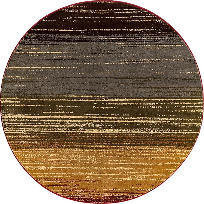 Unique Loom Barista Collection Area Rug - Mundo Nova (6' 1" Round, Beige/Blue)