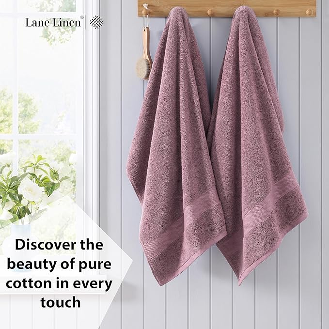 LANE LINEN 100% Ring Spun Cotton Bath Sheets (35"x66") - 4 Pcs - Highly Absorbent, Soft & Low Lint - Extra Large Towel Sets - Oversized Daiiy Use Bathroom Towels Ideal for Adults, Spa - Wistful Mauve