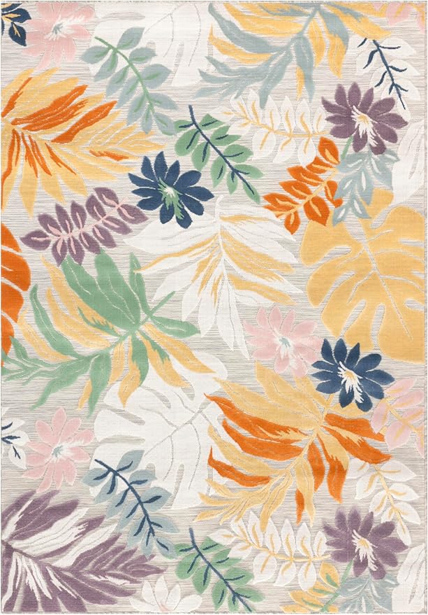 Nourison Home Suncoast Multicolor 4' x 6' Area Rug - Easy Clean, Non Shedding, Bed Room, Living Room, Dining Room, Kitchen (4' x 6')