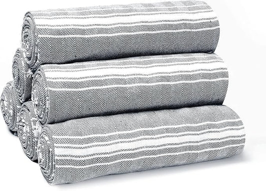 Belizzi Home Peshtemal Turkish Towel Chevron Beach Towels Oversized 36x71 Set of 6, Beach Towels for Adults, Soft Durable Absorbent Extra Large Bath Sheet Hammam Towel - Black