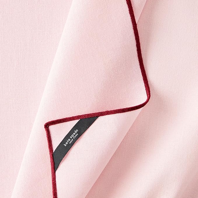 Kate Spade New York Garden Party Embroidered Edge Napkins 4-Pack Set, Cotton-Linen Machine Washable, Pink/Rose Pink, 20"x20"