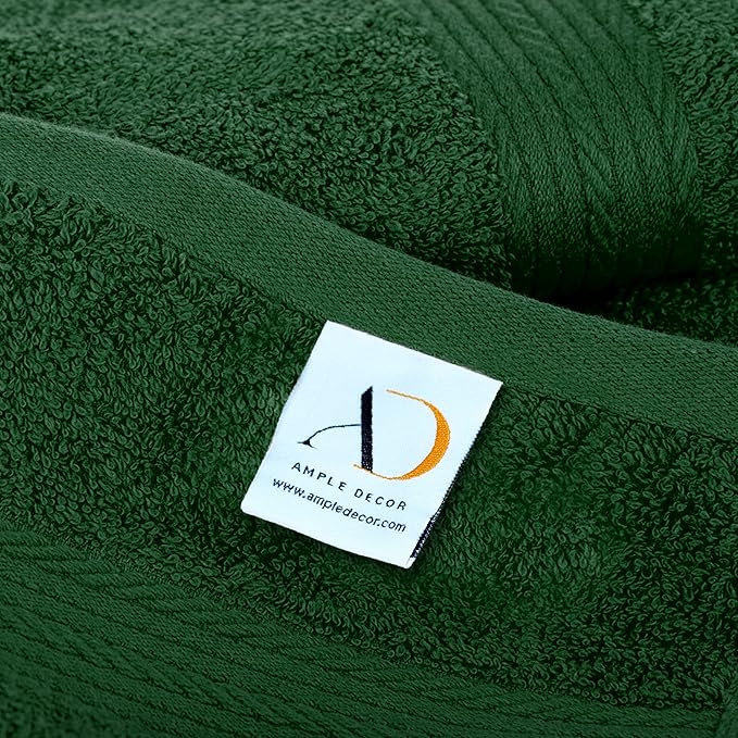 Ample Decor Hand Towel 18 X 28 Inch Pack of 8 600 GSM 100% Cotton Soft Absorbent Thick Durable Premium Quality, for Hotel, Bathroom, Spa, Daily Use, Gym - Christmas Green