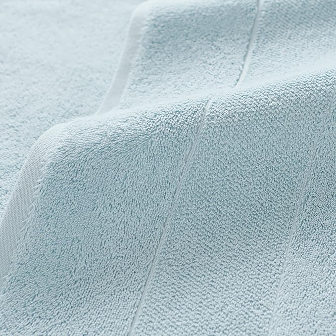 Aston & Arden Aegean Terry Wash Cloths - Set of 8 - Ringspun Turkish Cotton Thick and Soft Absorbent Luxury Hotel and Spa Bathroom Towel, 600 GSM, 13 x 13 in, Sterling Blue