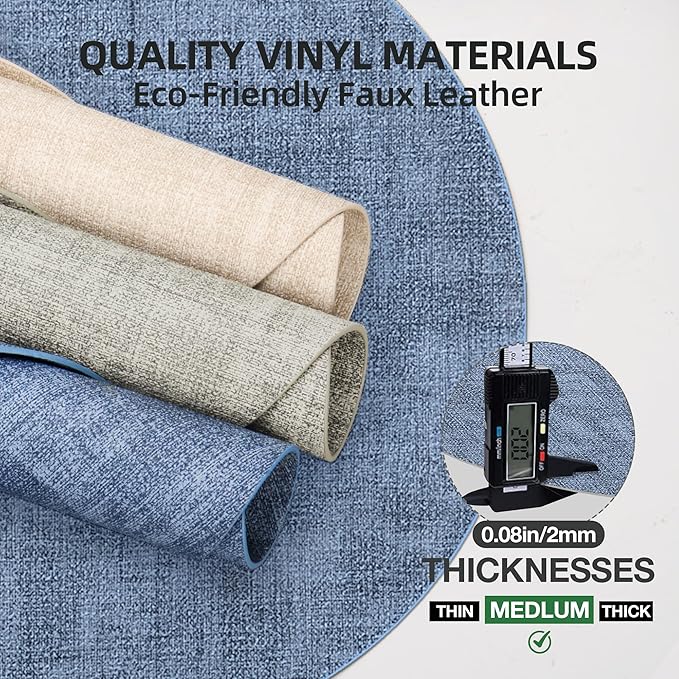 15 inch Faux Leather Round Placemats Set of 4 Non-Slip Washable Wipeable Table Mats, Heat Resistant Waterproof Oilproof Place Mats for Kitchen, Dining, Party, Indoor, Outdoor Blue