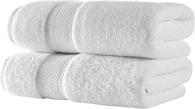 BAGNO MILANO Turkish Towels, Ultra Soft, Plush Luxury Turkih Cotton Bath Towels, Quick Dry Towel Set Made in Turkey (White, 2 Pcs Bath Towel Set)