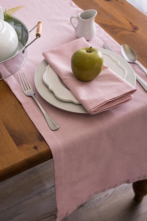 DII Chambray Kitchen, Tabletop Collection, Rose, 14x108 Table Runner
