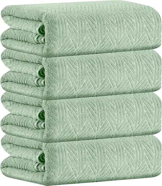 CHINO Bathroom Towel Set,35x70 Inch Bath Sheets Towels for Adults,Jumbo Bath Towels Extra Large Quick Dry Towel Soft Absorbent Towels Microfiber Shower Towels Bathroom Spa (4 Pcs Green)