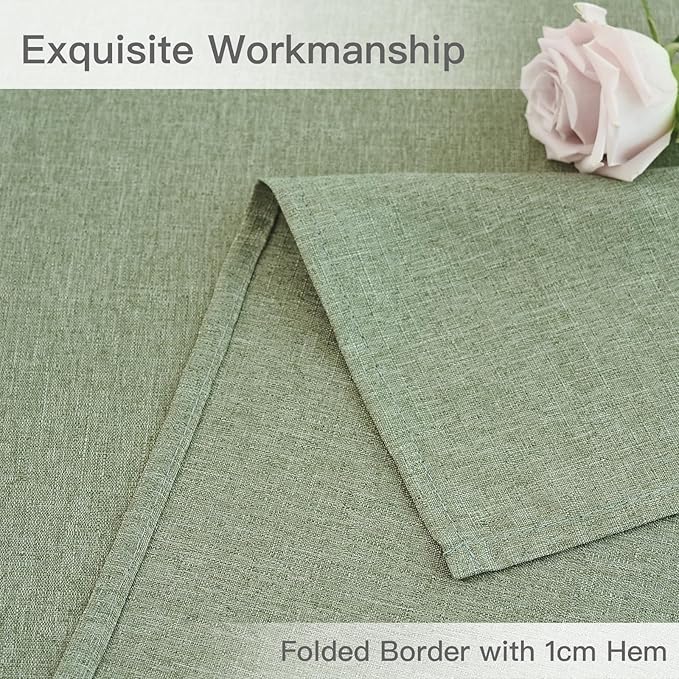 maxmill Linen Texture Tablecloth Water Resistant Antiwrinkle Spillproof Wipeable Washable Soft Fabric Table Cloth for Dining Room, Buffet Banquet Party Holiday, Rectangular 60 x 108 Inch, Sage Green